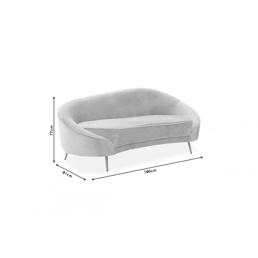 Καναπές τριθέσιος "AMORA" από βελούδο-μέταλλο σε μπεζ-χρυσό χρώμα 180x81x77