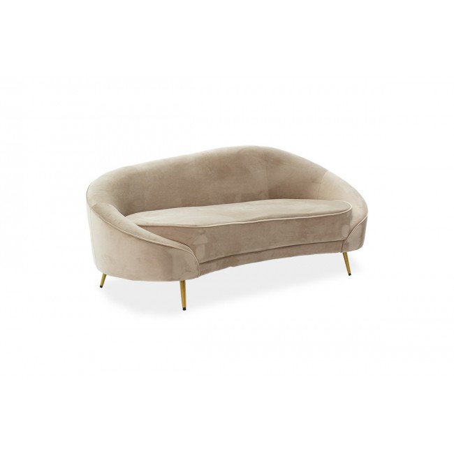 Καναπές τριθέσιος "AMORA" από βελούδο-μέταλλο σε μπεζ-χρυσό χρώμα 180x81x77