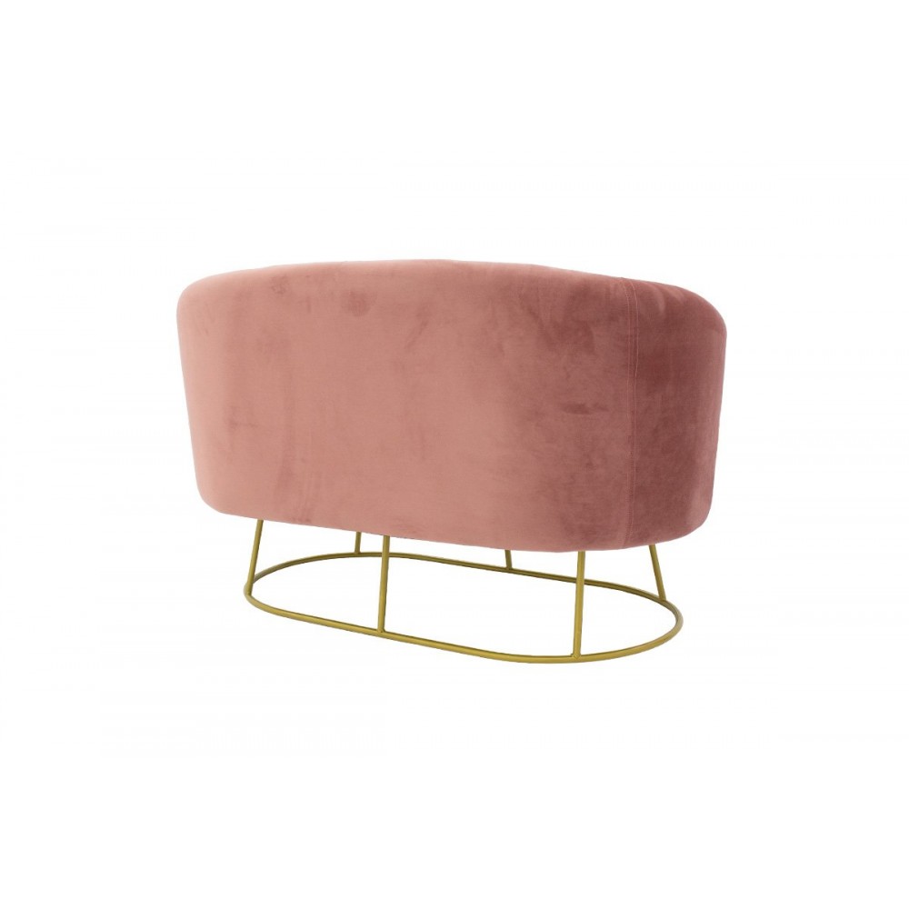 Καναπές διθέσιος "GLORIA" από βελούδο-μέταλλο σε σάπιο μήλο-χρυσό χρώμα 132x82x83