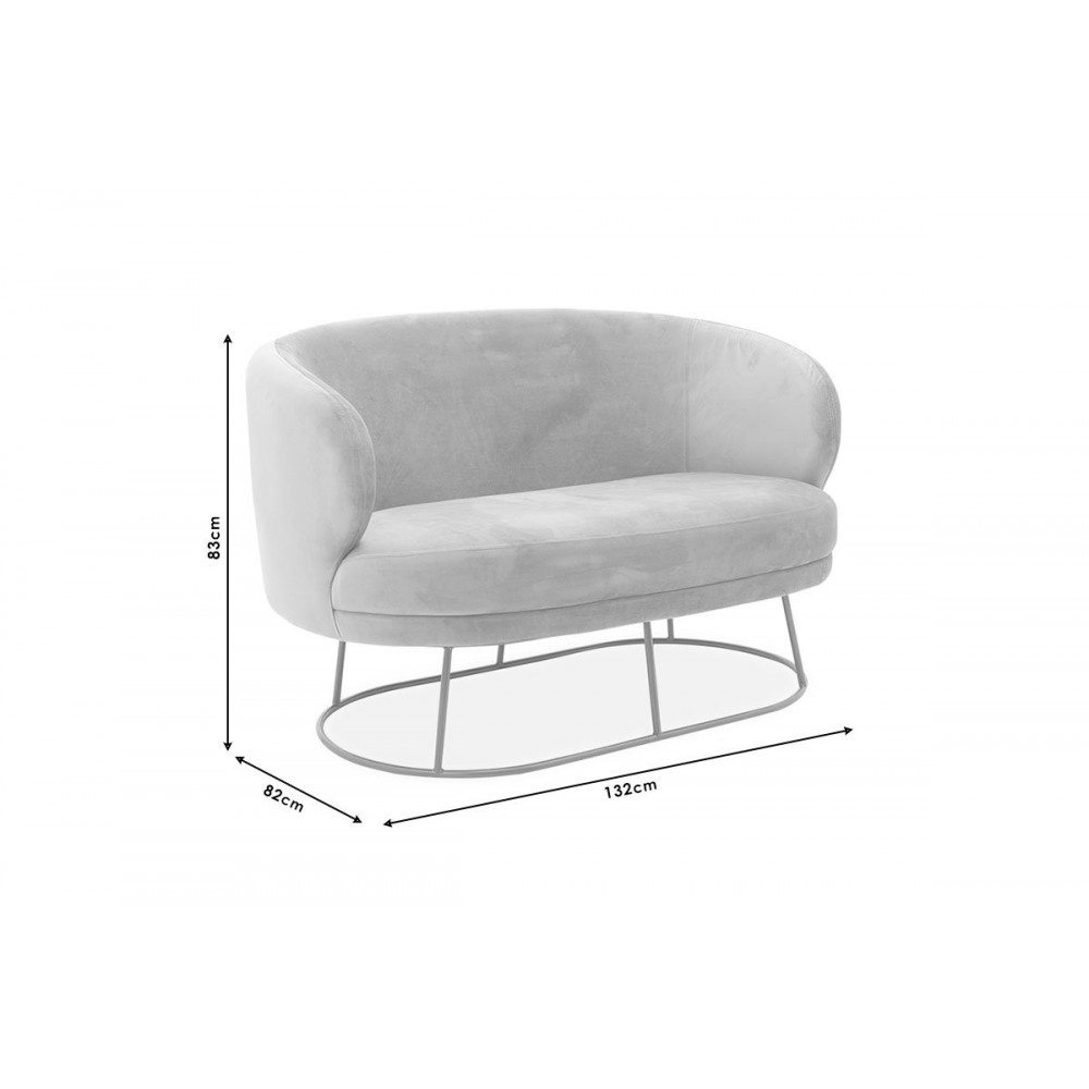 Καναπές διθέσιος "GLORIA" από βελούδο-μέταλλο σε σάπιο μήλο-χρυσό χρώμα 132x82x83