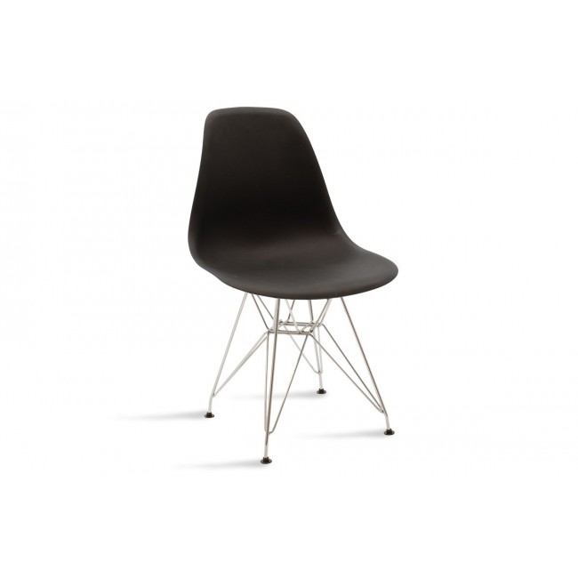 Καρέκλα "ADELLE" από πολυπροπυλένιο-μέταλλο σε μαύρο-inox χρώμα 45,5x52x83,5