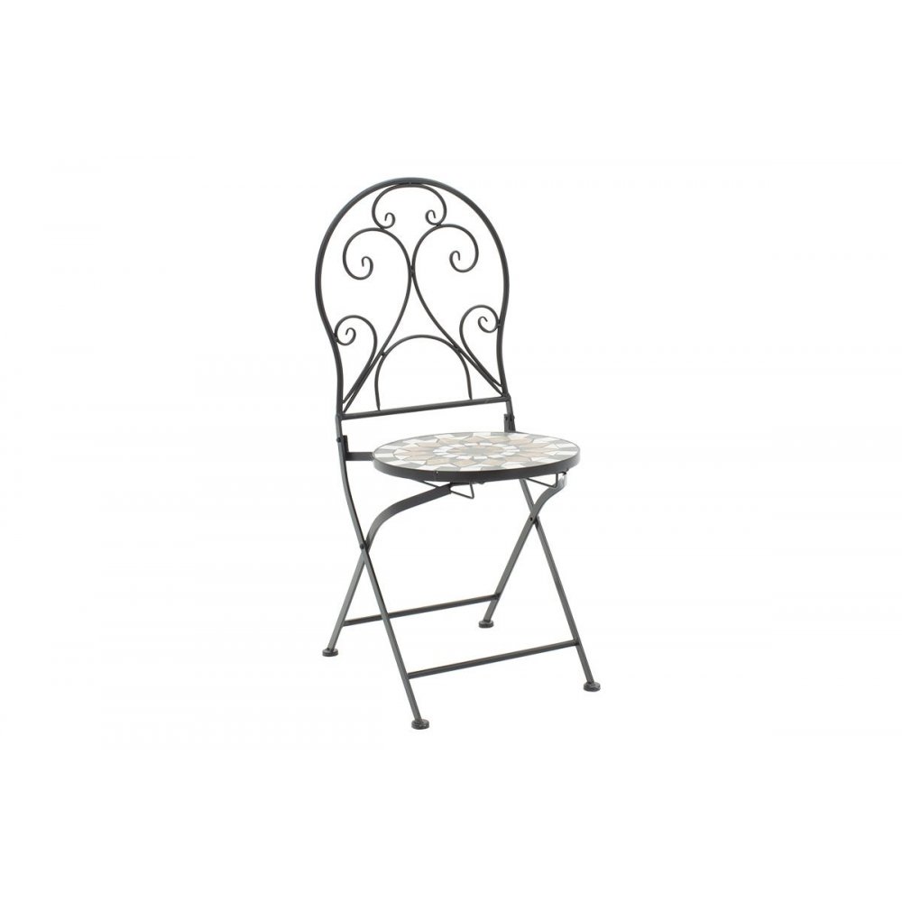 Σετ κήπου "MOSAIC" 3τμχ από μέταλλο-κεραμικό σε μαύρο χρώμα Φ60x70