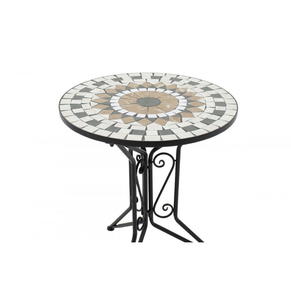 Σετ κήπου "MOSAIC" 3τμχ από μέταλλο-κεραμικό σε μαύρο χρώμα Φ60x70