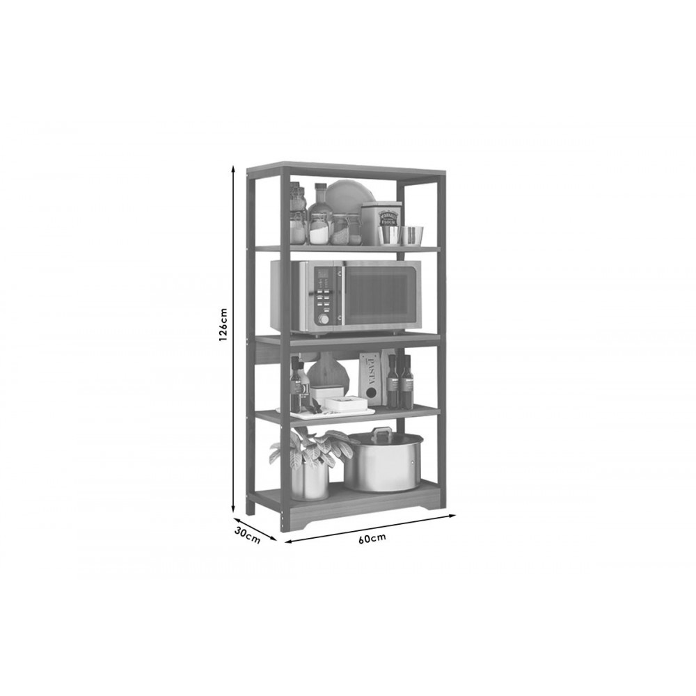 Ραφιέρα επιδαπέδια "OBRA" από μέταλλο/MDF σε καρυδί/μαύρο χρώμα 60x30x126