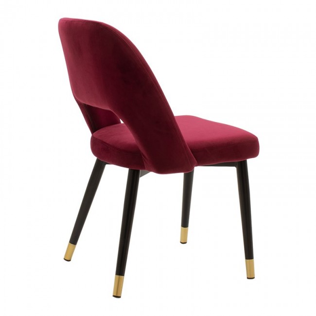 Καρέκλα "BRIANNA" από βελούδο/μέταλλο σε χρώμα μπορντώ/μαύρο 48x58x81