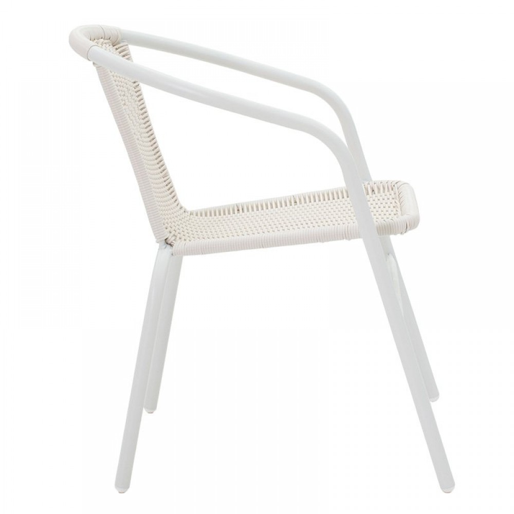 Πολυθρόνα κήπου "OBBI" από μέταλλο/rattan σε χρώμα λευκό 54x56x73