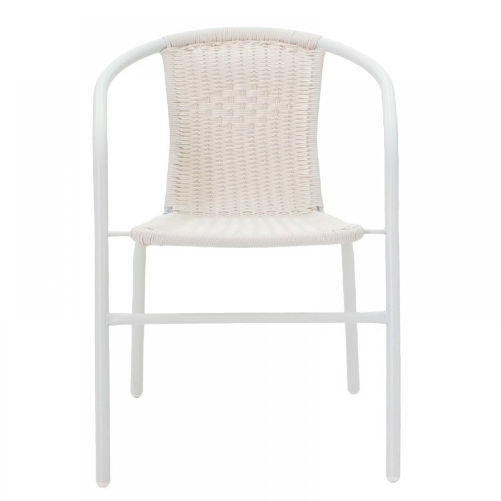 Πολυθρόνα κήπου "OBBI" από μέταλλο/rattan σε χρώμα λευκό 54x56x73
