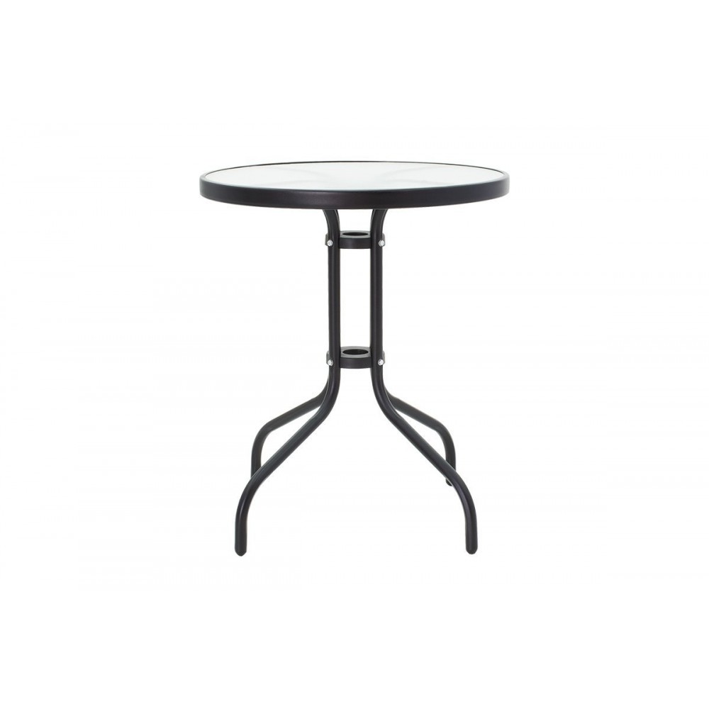 Τραπέζι κήπου "WATSON" από μέταλλο-γυαλί σε μαύρο χρώμα Φ60x70