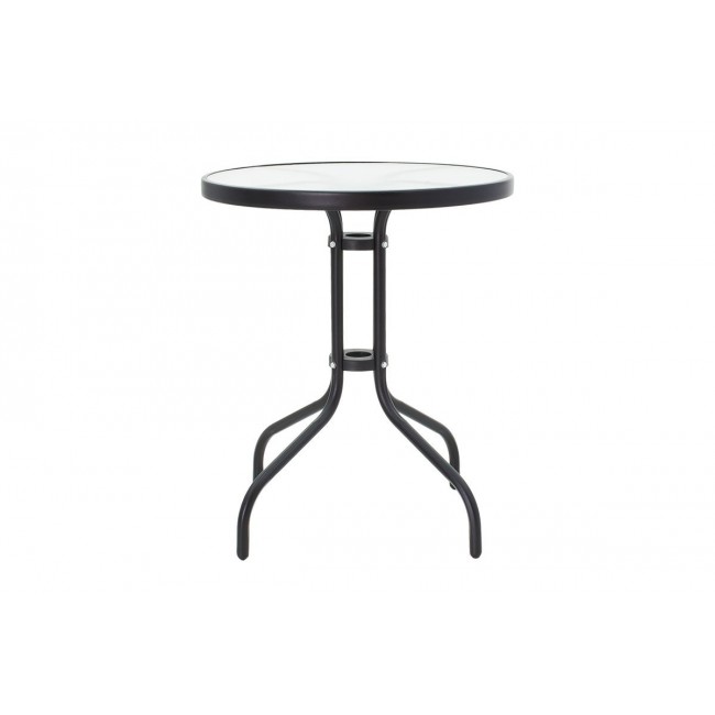 Τραπέζι κήπου "WATSON" από μέταλλο-γυαλί σε μαύρο χρώμα Φ60x70