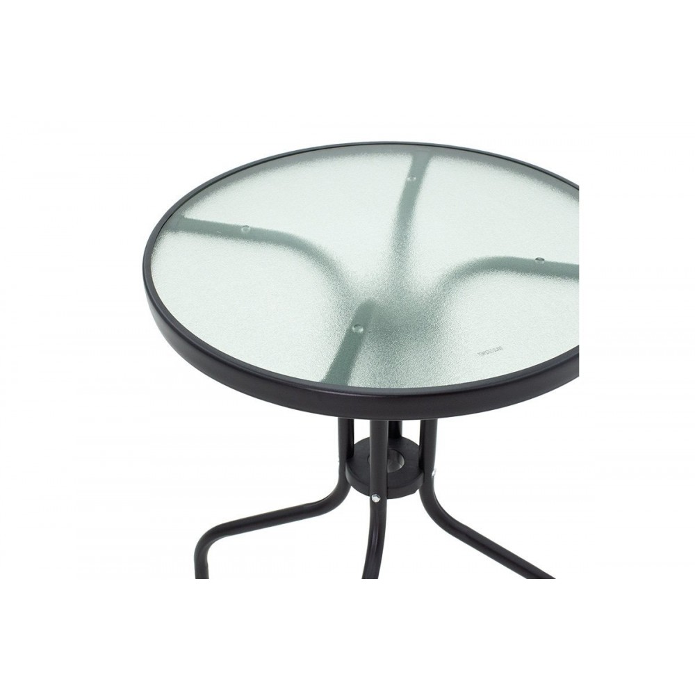 Τραπέζι κήπου "WATSON" από μέταλλο-γυαλί σε μαύρο χρώμα Φ60x70