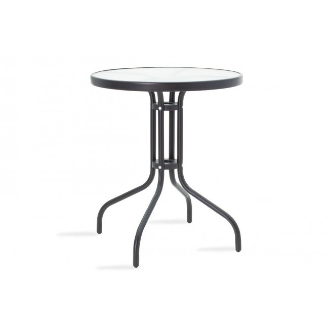 Τραπέζι κήπου "WATSON" από μέταλλο-γυαλί σε μαύρο χρώμα Φ60x70