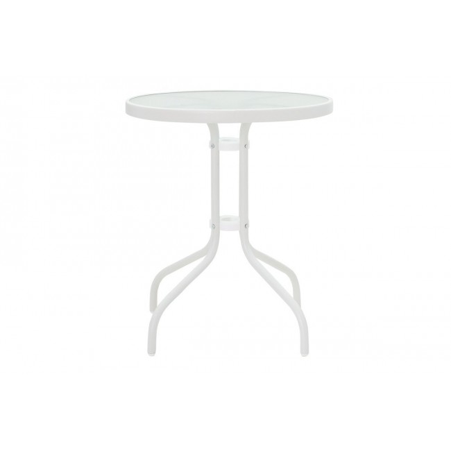 Τραπέζι κήπου "WATSON" από μέταλλο-γυαλί σε λευκό χρώμα Φ60x70