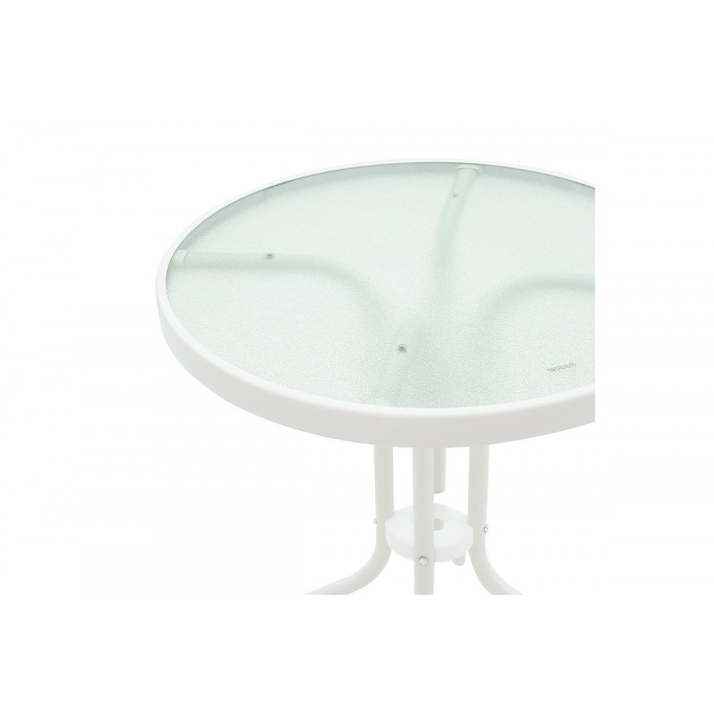 Τραπέζι κήπου "WATSON" από μέταλλο-γυαλί σε λευκό χρώμα Φ60x70