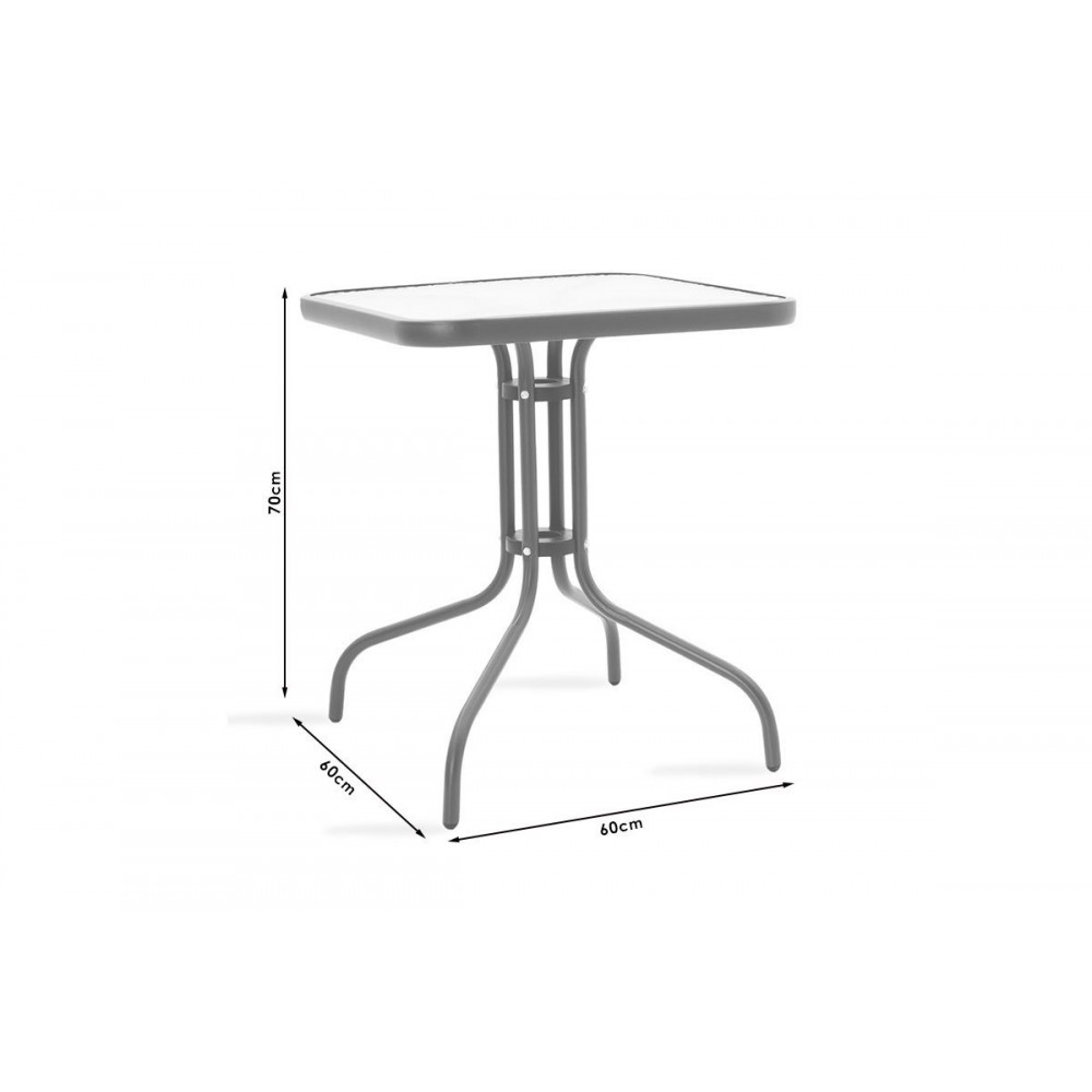 Τραπέζι κήπου "WATSON" από μέταλλο-γυαλί σε καφέ χρώμα 60x60x70