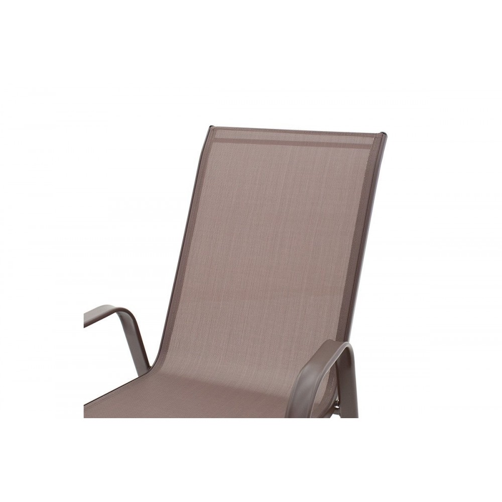 Πολυθρόνα κήπου "CALAN" από μέταλλο/textilene σε καφέ χρώμα 55x75x95