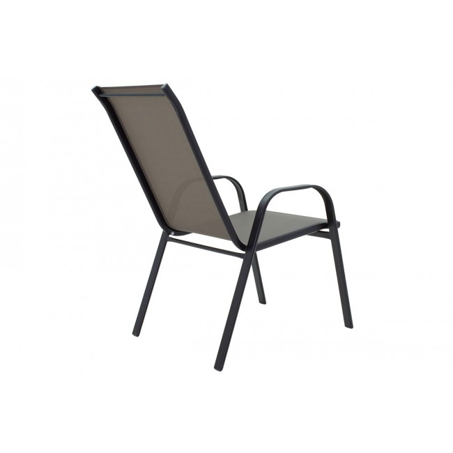 Πολυθρόνα κήπου "CALAN" από μέταλλο/textilene σε μαύρο/γκρι χρώμα 55x75x95