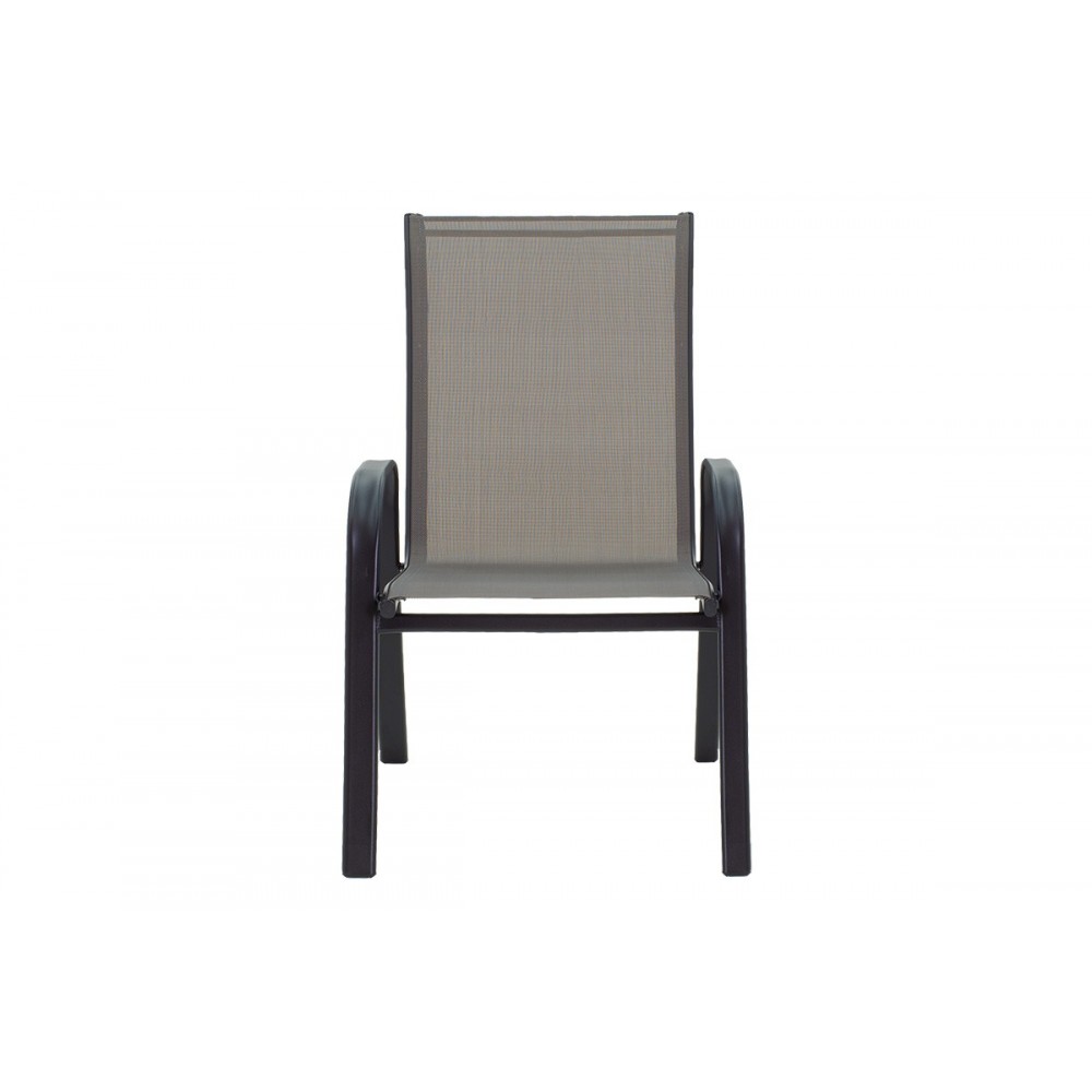 Πολυθρόνα κήπου "CALAN" από μέταλλο/textilene σε μαύρο/γκρι χρώμα 55x75x95