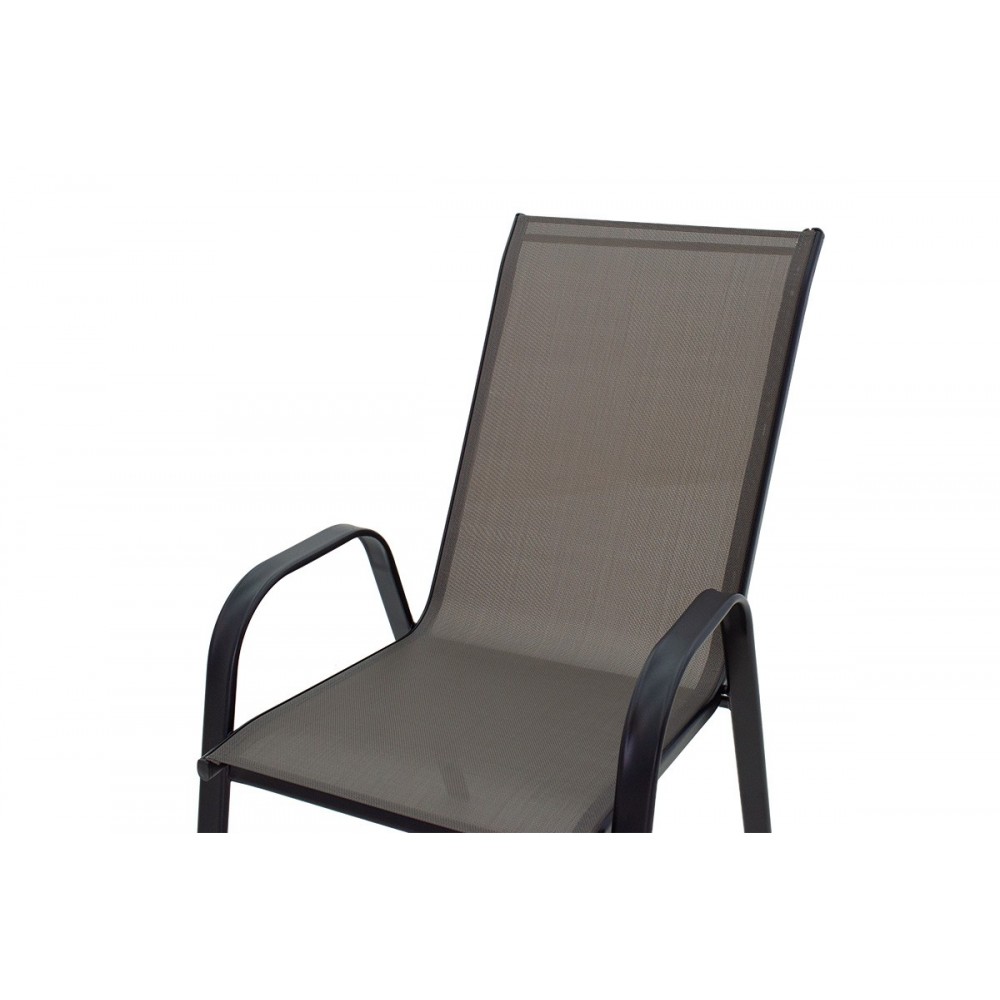 Πολυθρόνα κήπου "CALAN" από μέταλλο/textilene σε μαύρο/γκρι χρώμα 55x75x95