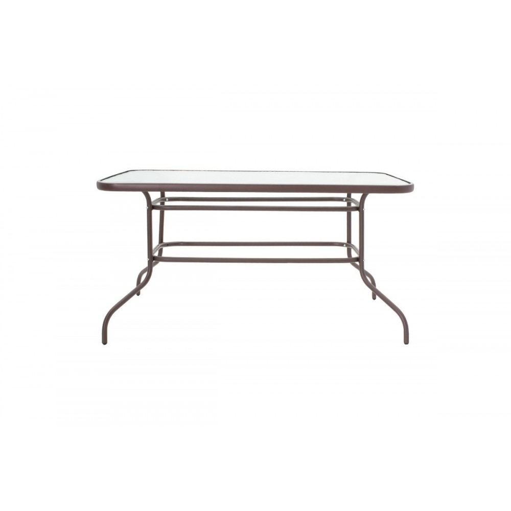 Τραπέζι κήπου "VALOR" από μέταλλο-γυαλί σε καφέ χρώμα 140x80x70