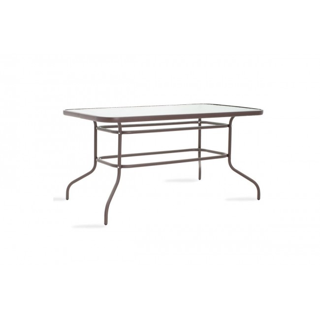 Τραπέζι κήπου "VALOR" από μέταλλο-γυαλί σε καφέ χρώμα 140x80x70