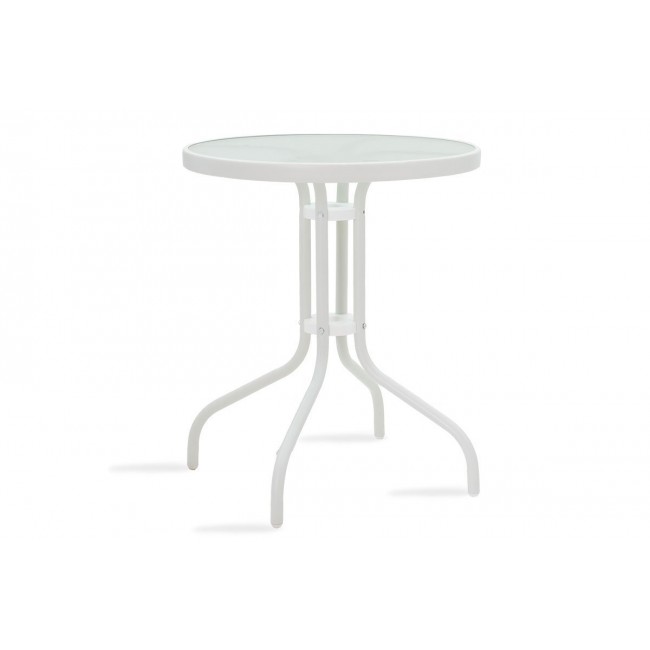 Σετ κήπου "Watson-Obbi" 3τμχ από μέταλλο/rattan/γυαλί σε λευκό χρώμα 60x60x70