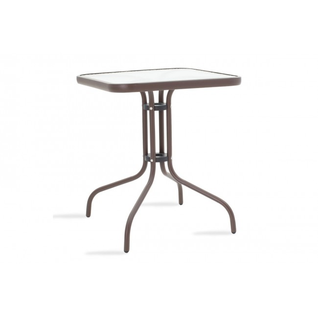 Τραπεζαρία κήπου 3τμχ "CALAN-WATSON" από μέταλλο/textilene σε καφέ χρώμα 60x60x70