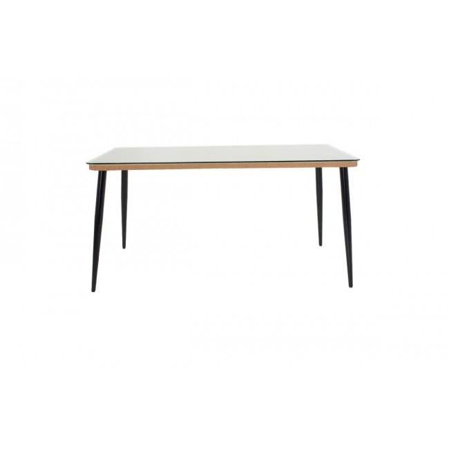 Τραπέζι κήπου "NAOKI" από μέταλλο-ραττάν σε μαύρο-φυσικό χρώμα 160x90x78