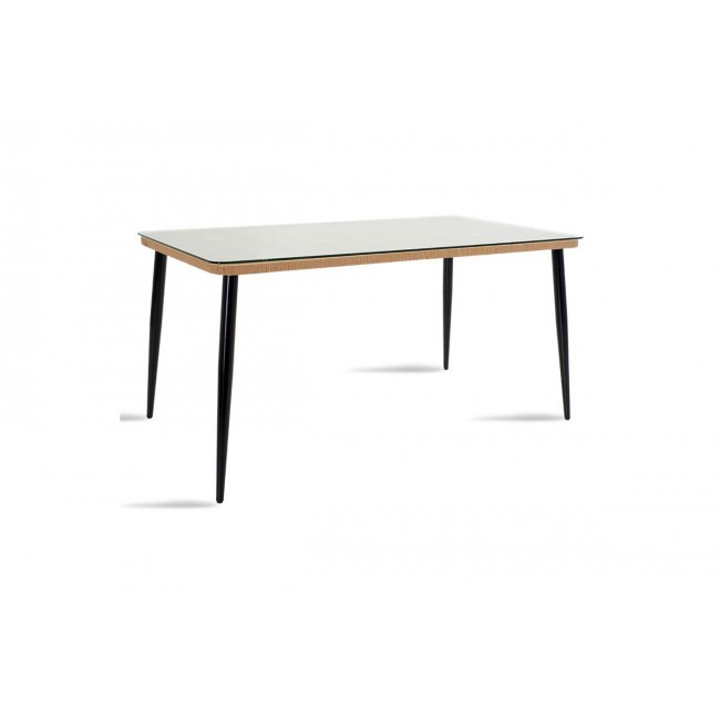 Τραπέζι κήπου "NAOKI" από μέταλλο-ραττάν σε μαύρο-φυσικό χρώμα 160x90x78