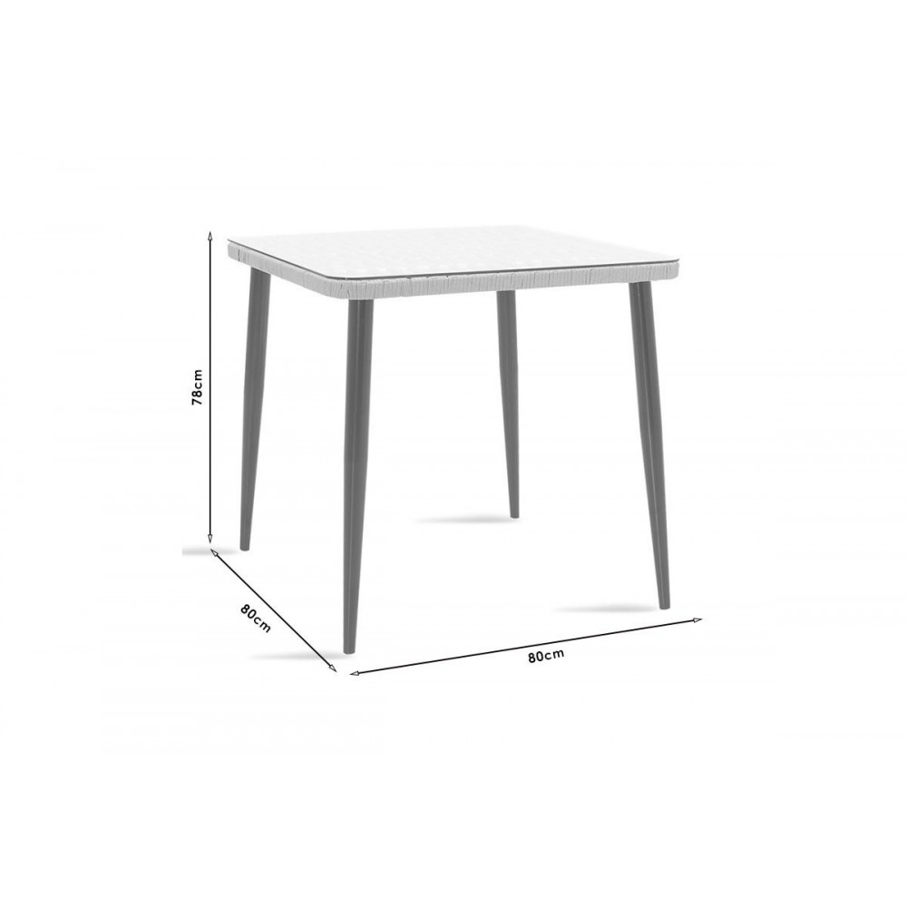 Τραπέζι κήπου "NAOKI" από μέταλλο-ραττάν σε μαύρο-φυσικό χρώμα 80x80x87