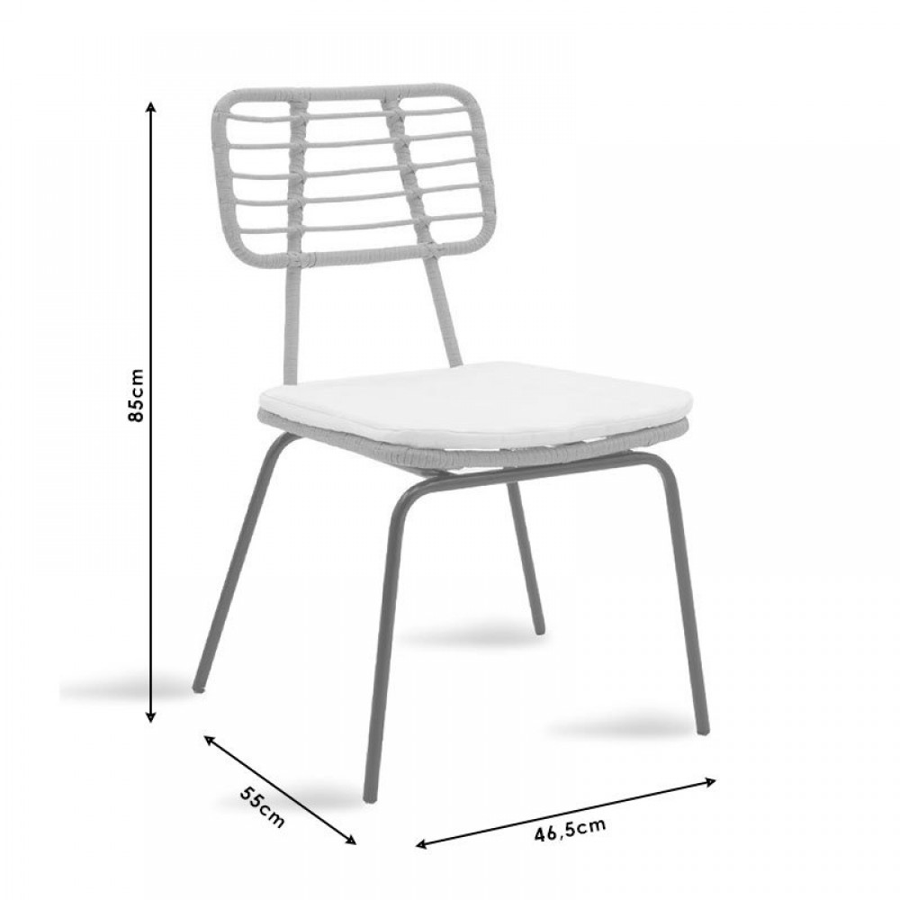 Καρέκλα κήπου "NAOKI" από μέταλλο/rattan σε χρώμα γκρι/μαύρο 46,5x55x85