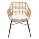 Πολυθρόνα κήπου "NAOKI" από μέταλλο/rattan σε χρώμα φυσικό/μαύρο 60x70x75