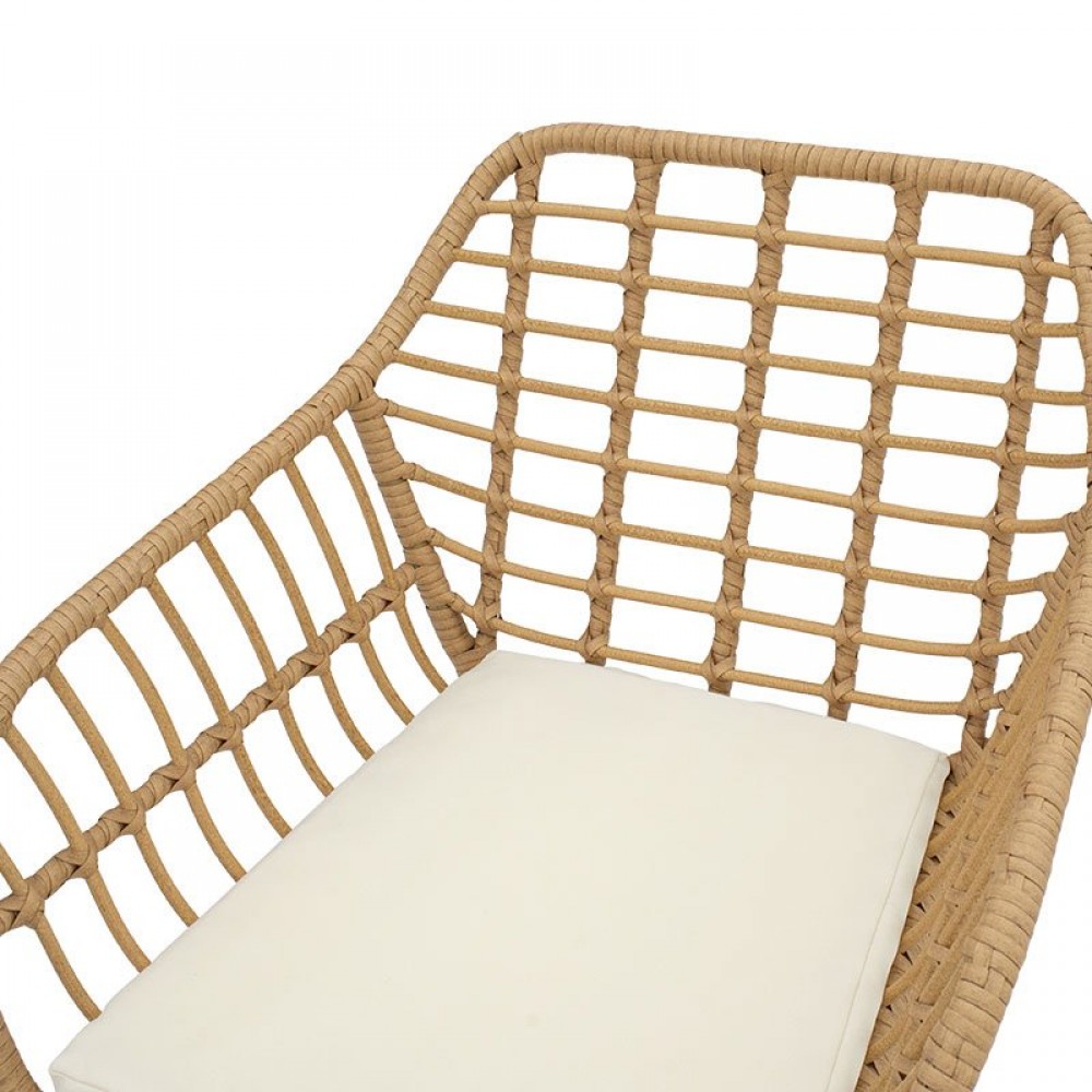 Πολυθρόνα κήπου "NAOKI" από μέταλλο/rattan σε χρώμα φυσικό/μαύρο 59x57x81