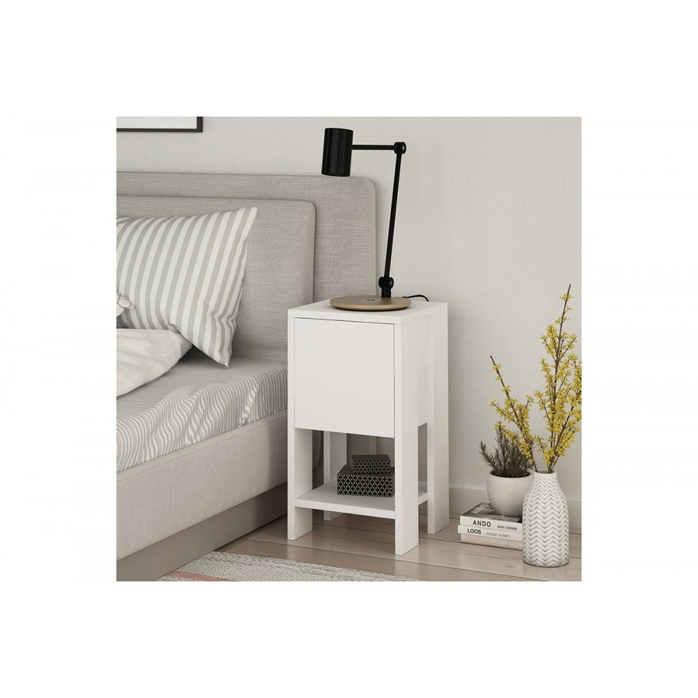 Κομοδίνο "EMA" σε λευκό χρώμα 30x30x55