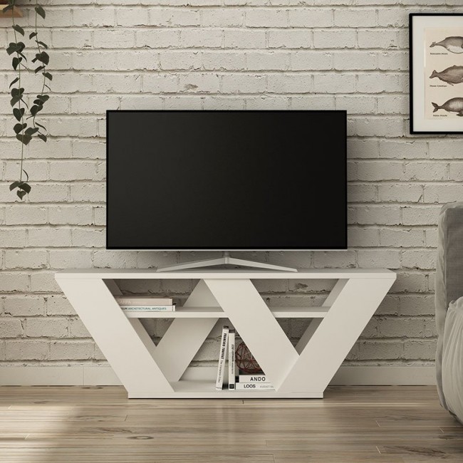 Έπιπλο τηλεόρασης "PIPRALLA" σε χρώμα λευκό 110x40x30