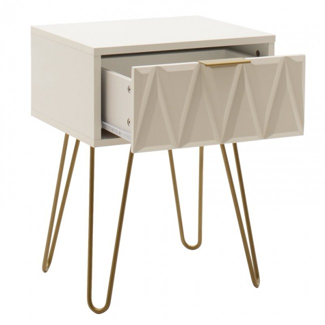 Κομοδίνο "ISLA" σε χρώμα χρυσό/λευκό 42x35x55