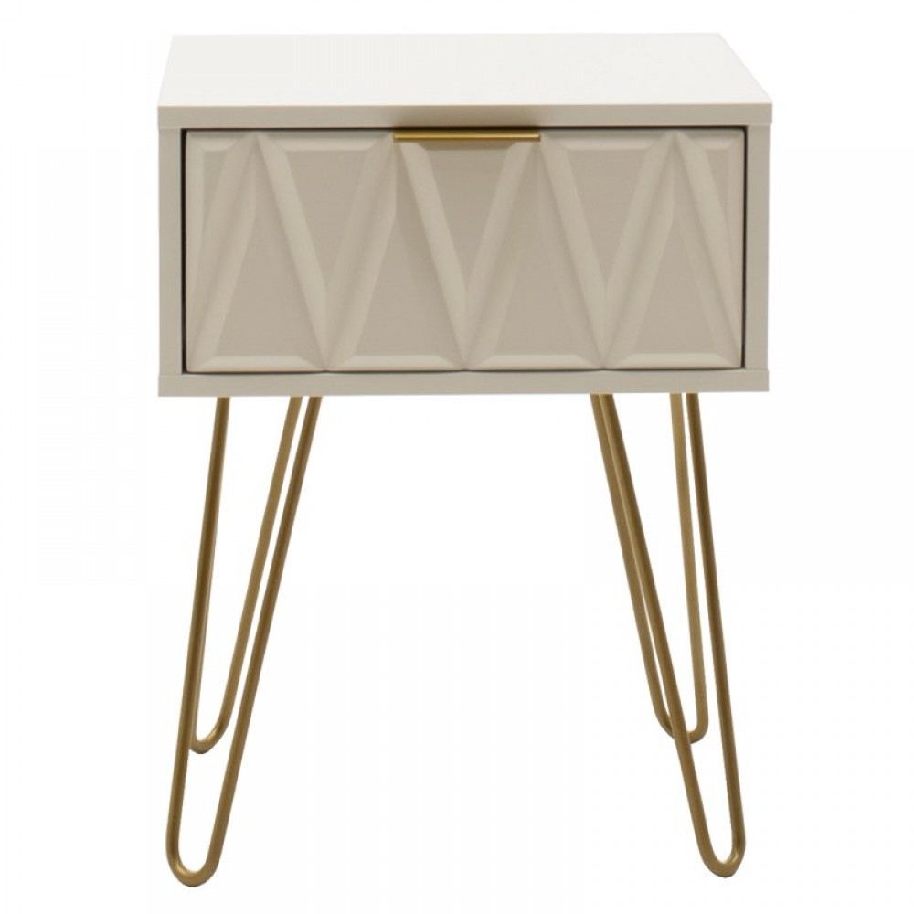 Κομοδίνο "ISLA" σε χρώμα χρυσό/λευκό 42x35x55