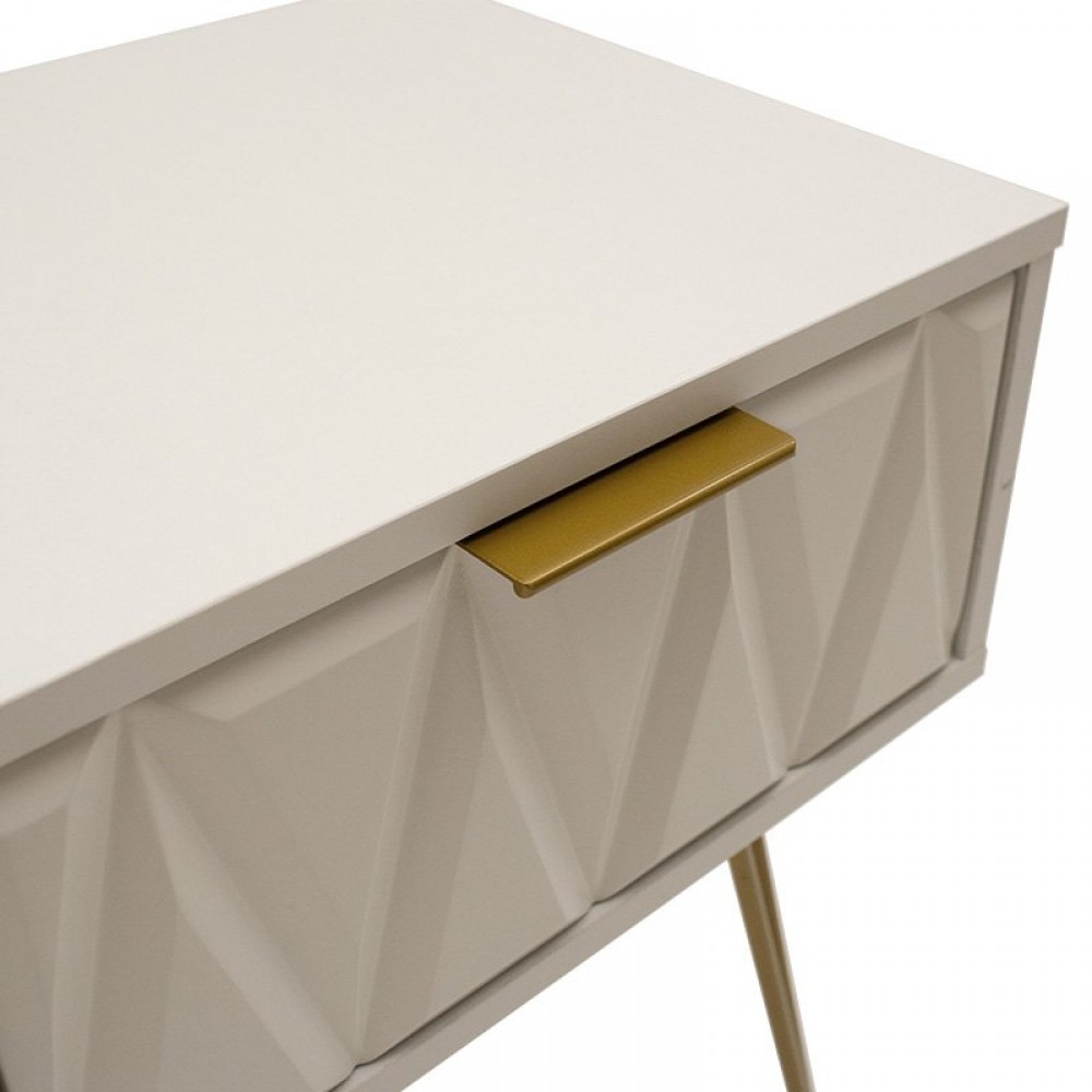 Κομοδίνο "ISLA" σε χρώμα χρυσό/λευκό 42x35x55