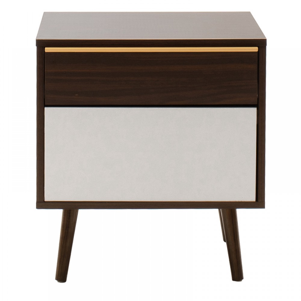 Κομοδίνο "NASTIA" σε χρώμα σκούρο καρυδί/λευκό 48x39x53