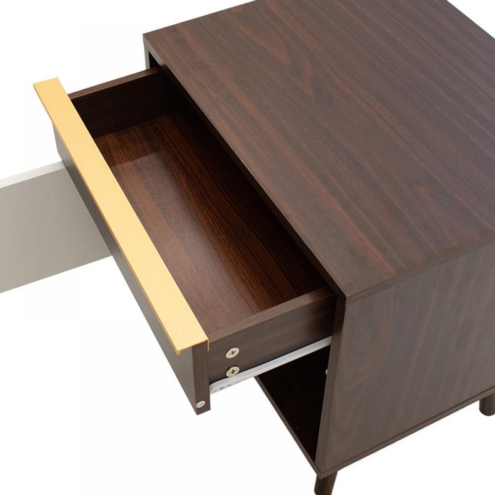 Κομοδίνο "NASTIA" σε χρώμα σκούρο καρυδί/λευκό 48x39x53