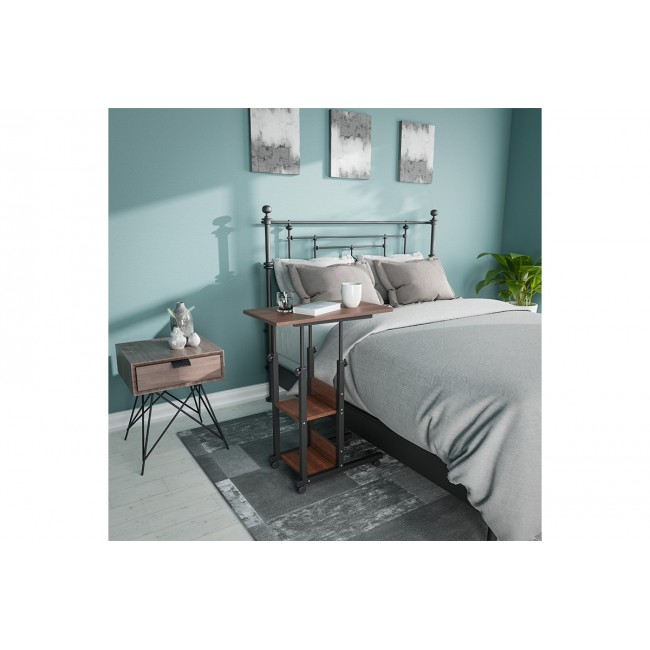 Βοηθητικό τραπέζι ''BABS'' τροχήλατο σε χρώμα καρυδί/μαύρο 60x40x86