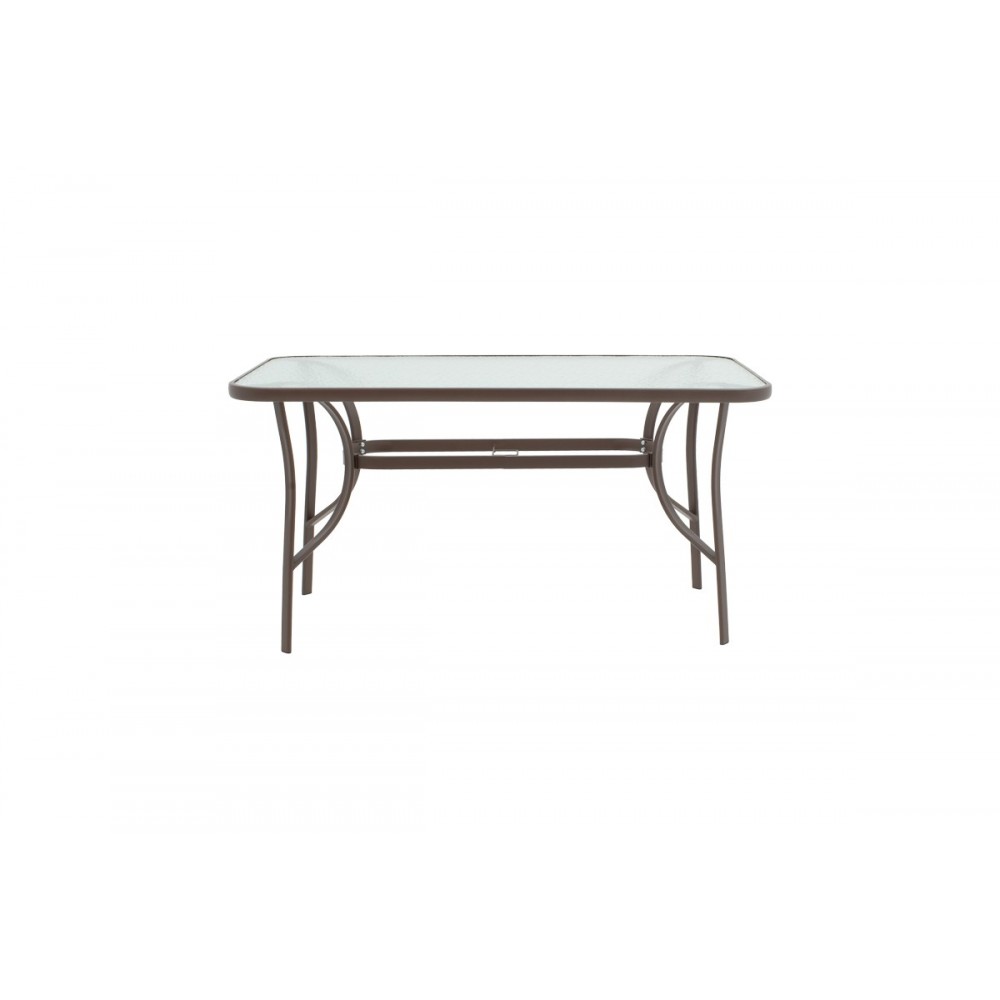 Τραπέζι κήπου "VALOR" από μέταλλο-γυαλί σε καφέ χρώμα 120x70x70
