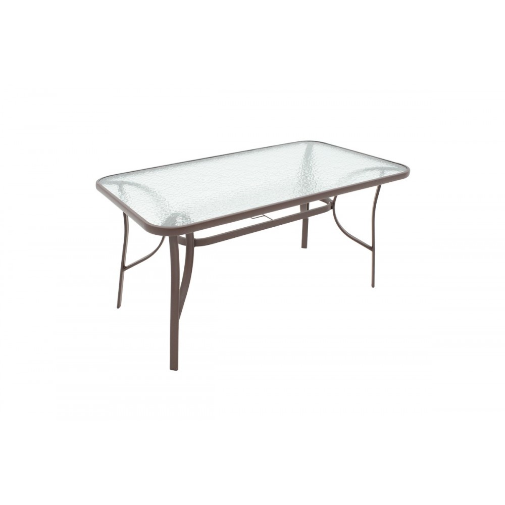 Τραπέζι κήπου "VALOR" από μέταλλο-γυαλί σε καφέ χρώμα 120x70x70