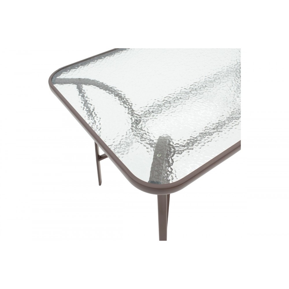 Τραπέζι κήπου "VALOR" από μέταλλο-γυαλί σε καφέ χρώμα 120x70x70