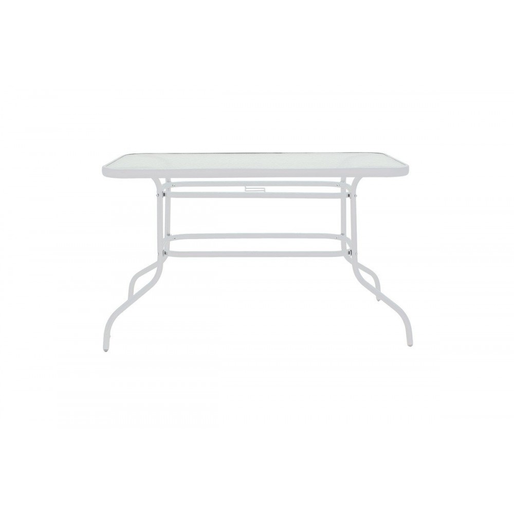 Τραπέζι κήπου "VALOR" από μέταλλο-γυαλί σε λευκό χρώμα 120x70x70