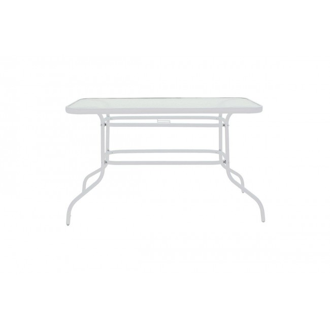 Τραπέζι κήπου "VALOR" από μέταλλο-γυαλί σε λευκό χρώμα 120x70x70