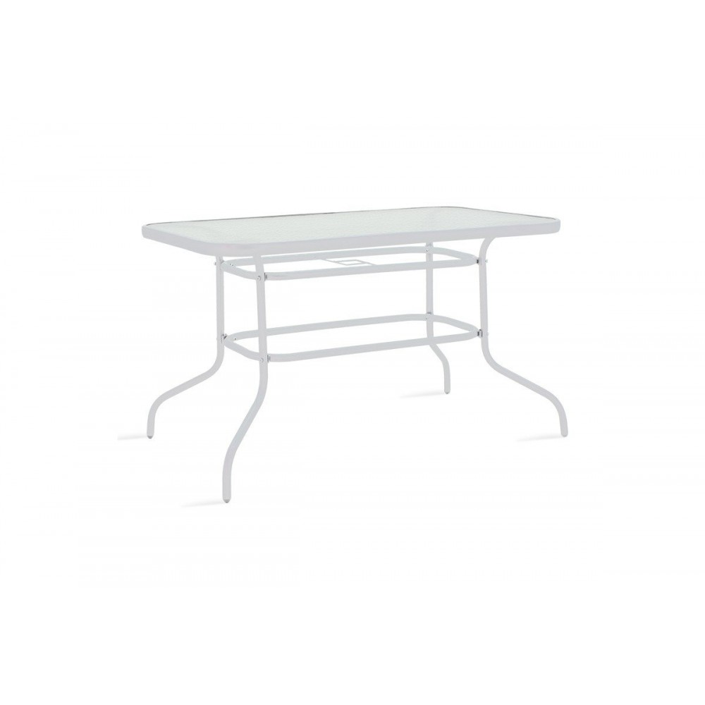 Τραπέζι κήπου "VALOR" από μέταλλο-γυαλί σε λευκό χρώμα 120x70x70