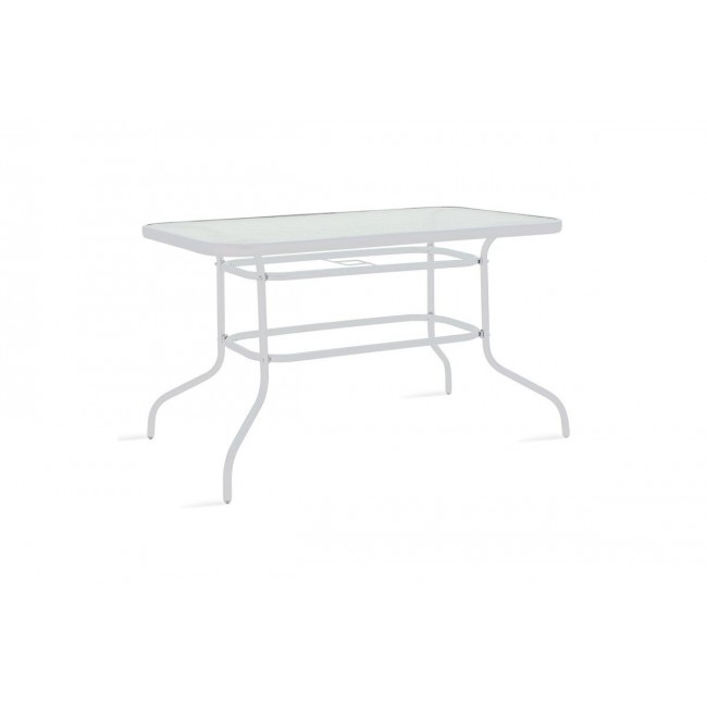 Τραπέζι κήπου "VALOR" από μέταλλο-γυαλί σε λευκό χρώμα 120x70x70