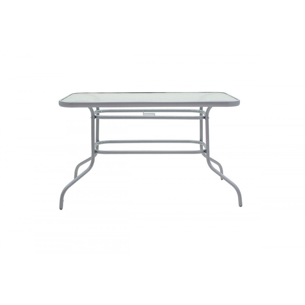 Τραπέζι κήπου "VALOR" από μέταλλο-γυαλί σε γκρι χρώμα 120x70x70