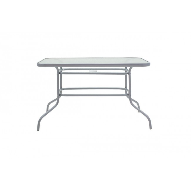 Τραπέζι κήπου "VALOR" από μέταλλο-γυαλί σε γκρι χρώμα 120x70x70