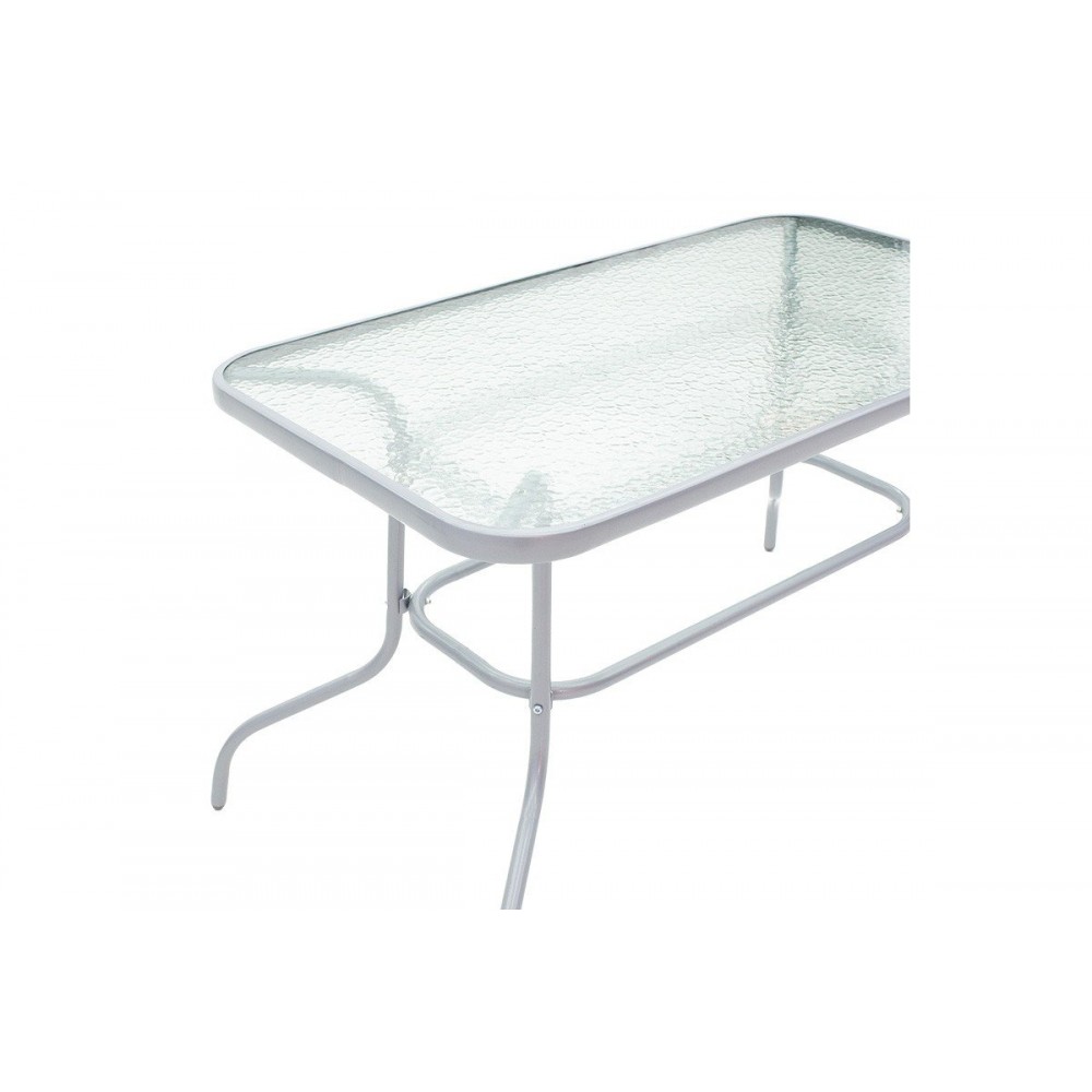 Τραπέζι κήπου "VALOR" από μέταλλο-γυαλί σε γκρι χρώμα 120x70x70